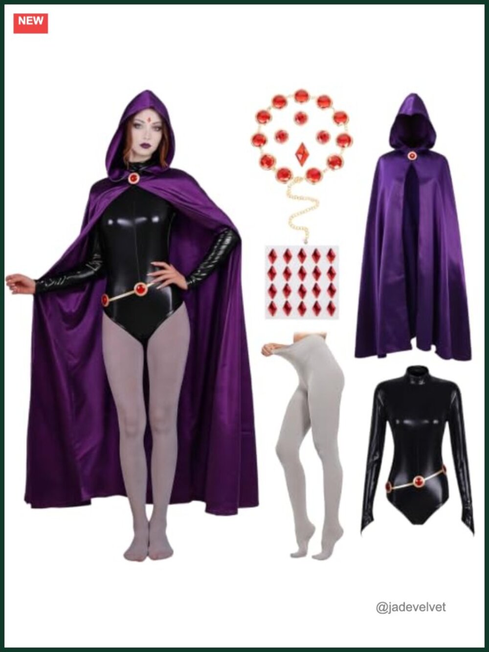 Raven Costume Women Superhero Cosplay Cape Hood Cloak Halloween Faux Leather